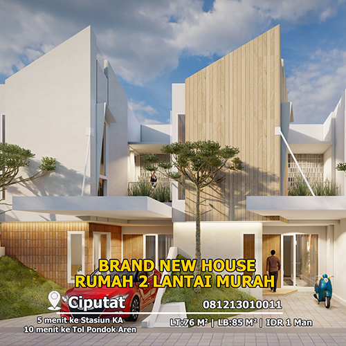 Jual Rumah 2 Lantai Murah 1 M di Bintaro Tangerang Selatan