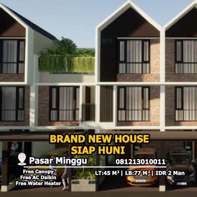 Jual Rumah 2 Lantai Semi Furnish Murah di Pasar Minggu Jakarta