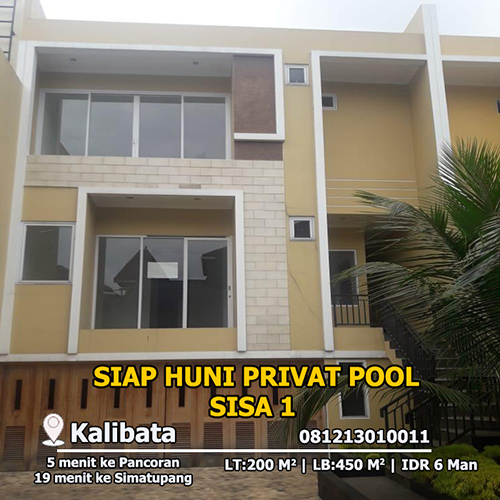 Jual Cluster Siap Huni Privat Pool di Kalibata Dekat Gatot Subroto