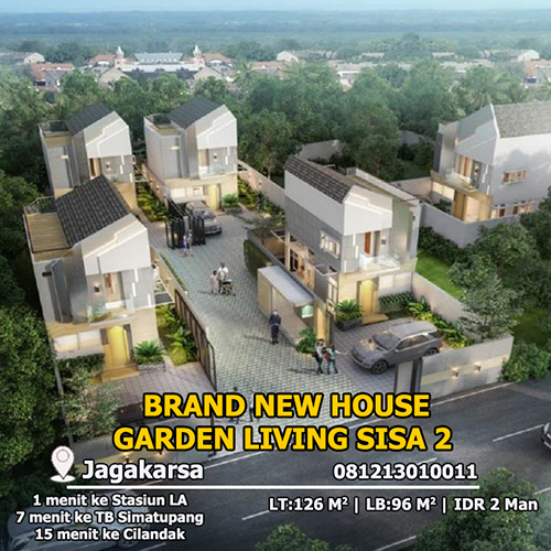 Jual Town House 2 Lantai Konsep Garden di Jagakarsa Dekat Simatupang