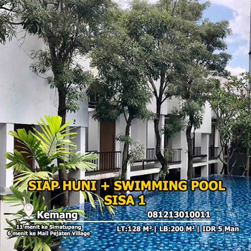 Jual Town House Privat Pool 3 Lantai di Kemang dekat Simatupang
