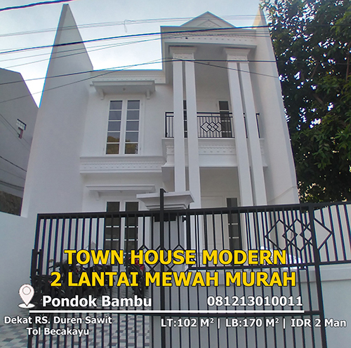 Jual Rumah Town House 2 Lantai di Pondok Bambu Jakarta Timur